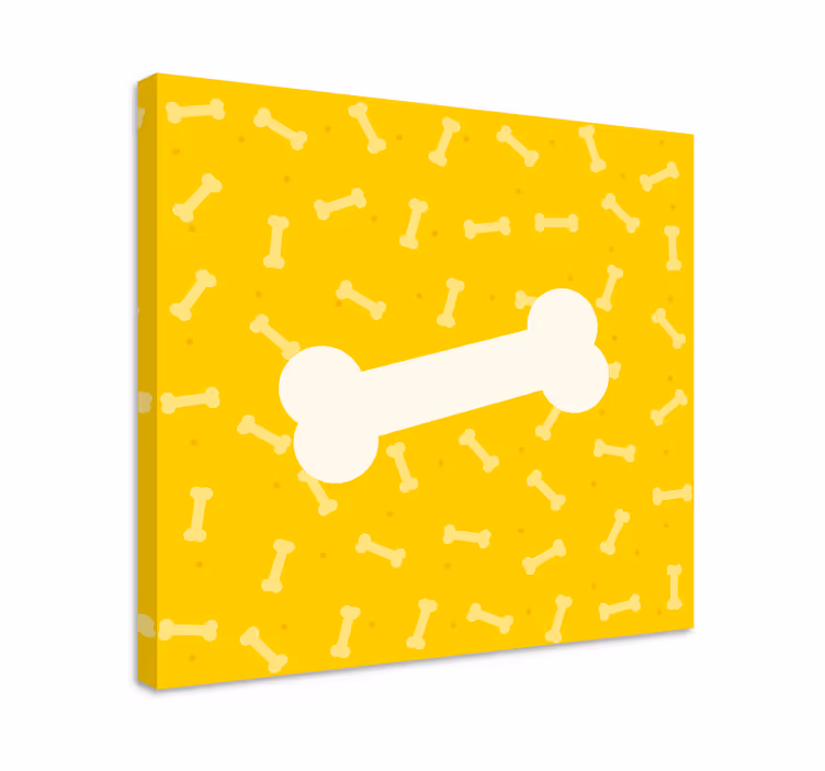 Cuadro perro Lindo fondo amarillo hueso de perro - TenVinilo