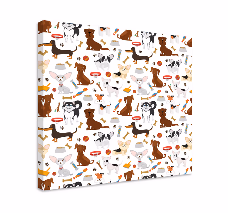 Cuadro de perro pareja de cachorros juguetones - TenVinilo