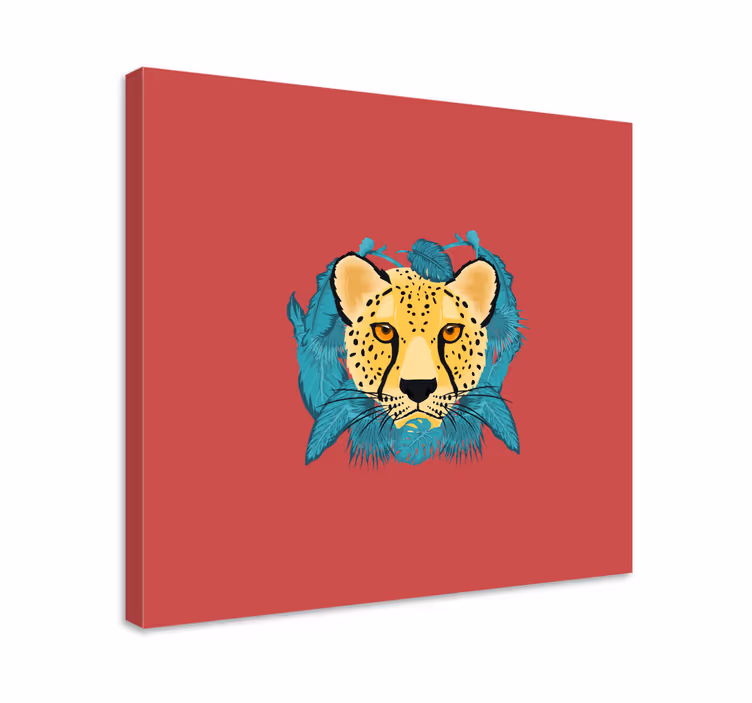Cuadro animales guepardo con follaje - TenVinilo