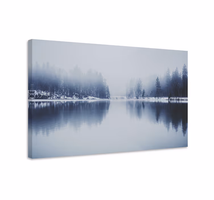 Cuadro paisajes reflejo del bosque brumoso - TenVinilo