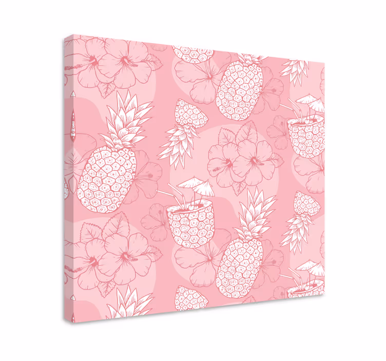Cuadro de flores patrón piña hibisco - TenVinilo