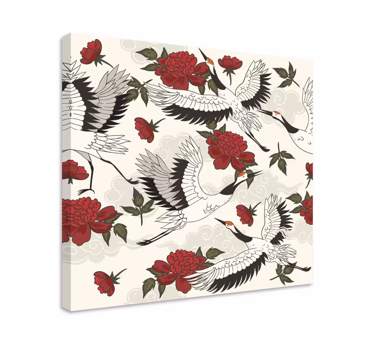 Cuadro de mandala grúas y flores - TenVinilo