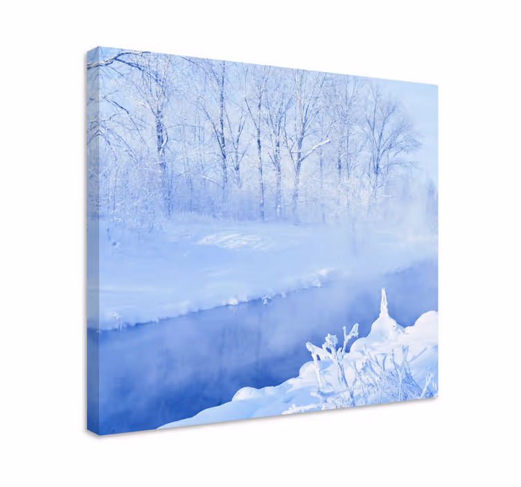 Cuadro paisajes vista del arroyo invernal - TenVinilo