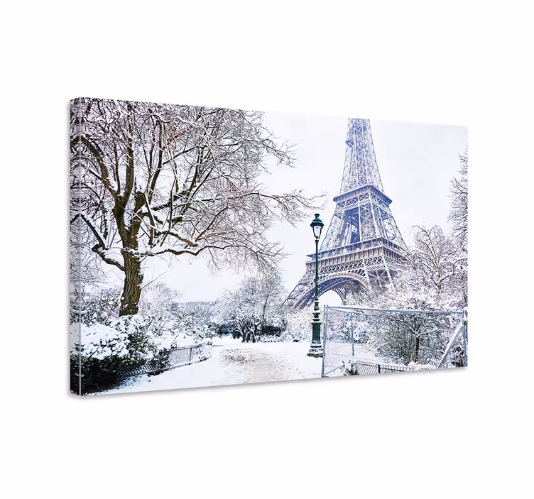 Cuadro ciudades Torre eiffel nevada en invierno - TenVinilo
