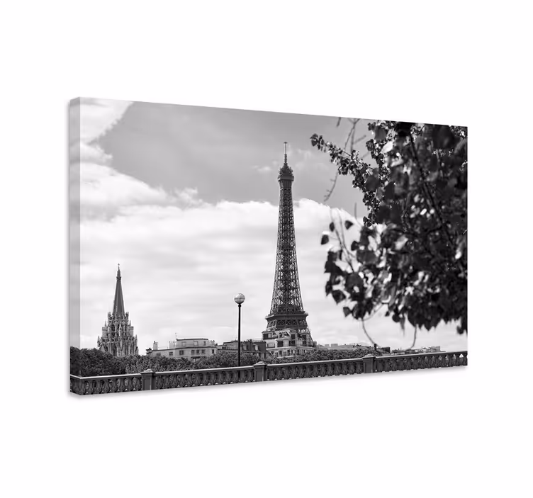 Cuadro ciudades Torre eiffel en blanco y negro - TenVinilo