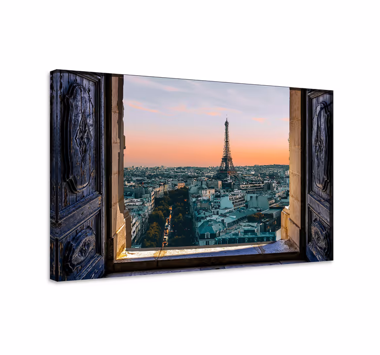 Cuadro ciudades Puertas con vistas a la torre eiffel - TenVinilo