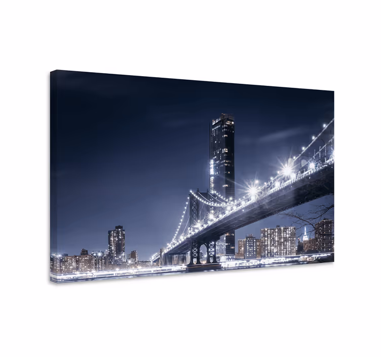 Cuadro ciudades Puente de manhattan en la noche - TenVinilo