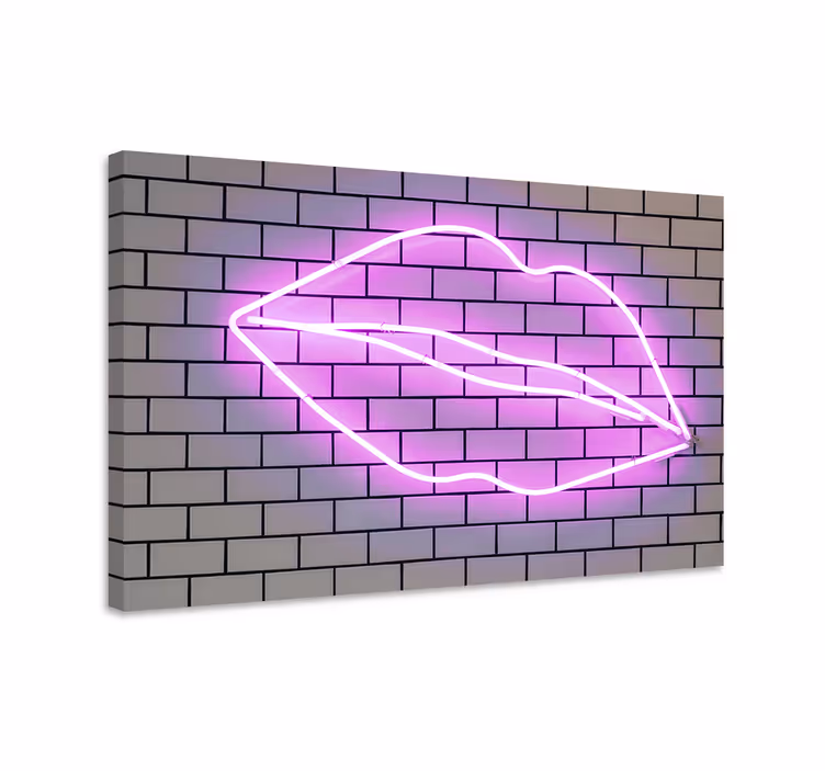 Cuadro frase motivadora letrero de neón beso - TenVinilo