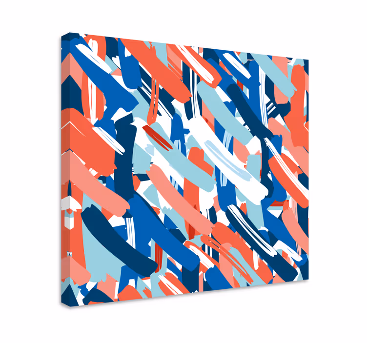 Cuadro moderno Trazos de pincel rojo azul y blanco - TenVinilo