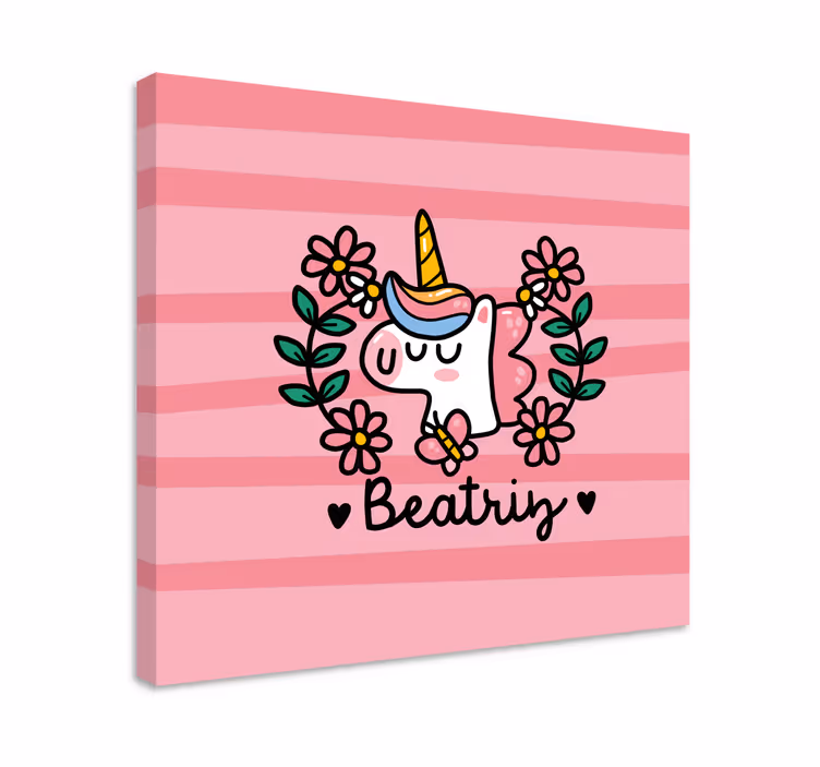 Cuadro de unicornios flores de unicornio adorables - TenVinilo