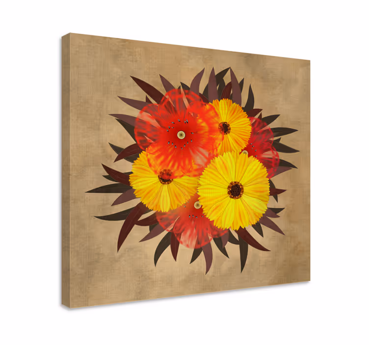 Cuadro de flores arreglo de flores vibrantes - TenVinilo