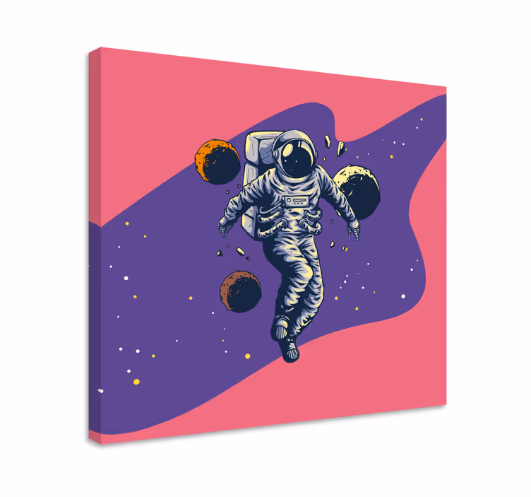 Cuadro para dormitorio Astronauta dibujado a mano estilo volador - TenVinilo