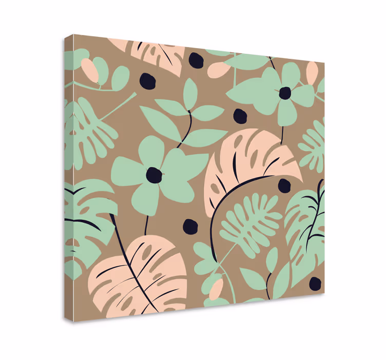 Cuadro de flores Flores y hojas de monstera de color pastel - TenVinilo