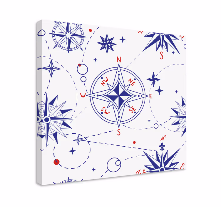 Cuadro mapa diseño de estrella de brújula - TenVinilo