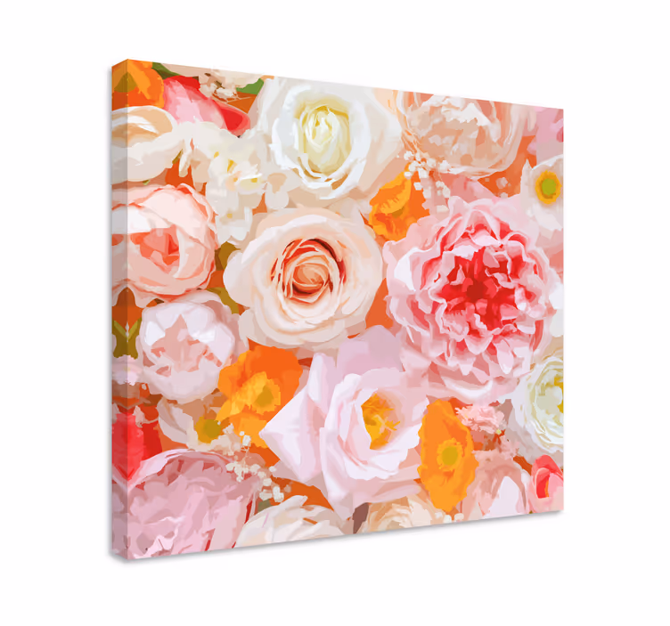 Cuadro de flores Rosas en diferentes colores pastel - TenVinilo