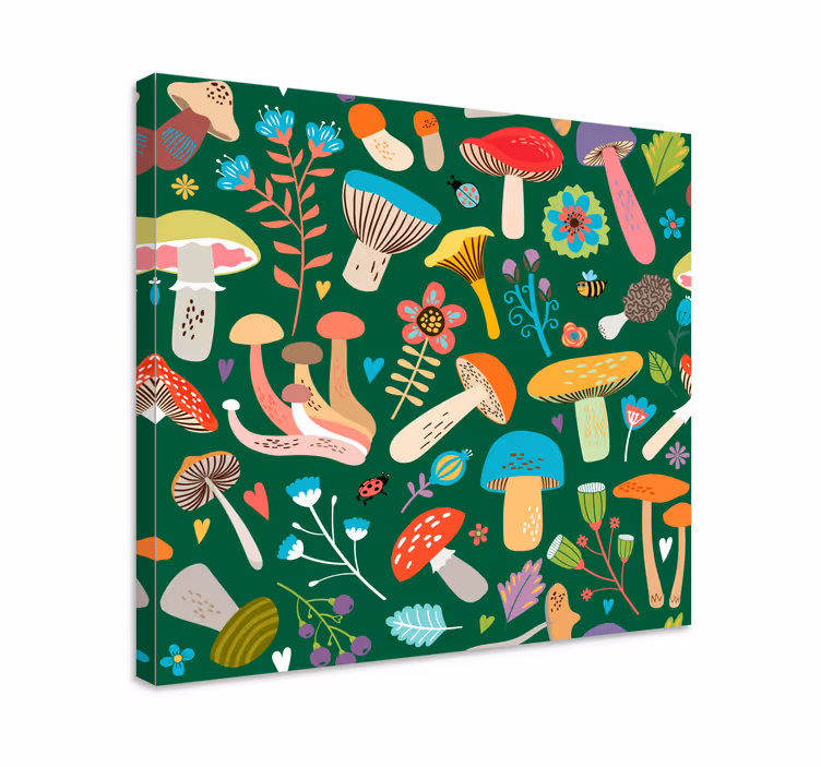 Cuadro de flores con motivo de setas vibrantes - TenVinilo