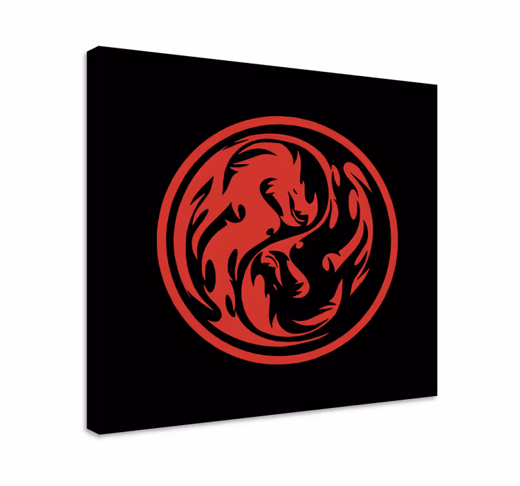 Cuadro para dormitorio Dragón negro y rojo yin yang - TenVinilo