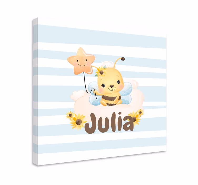 Pintura habitación bebé Lindos animales abeja con nombre - TenVinilo