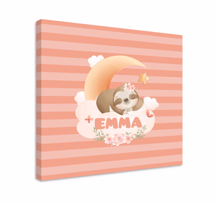 Pintura habitación bebé Lindos animales perezosos con nombre - TenVinilo