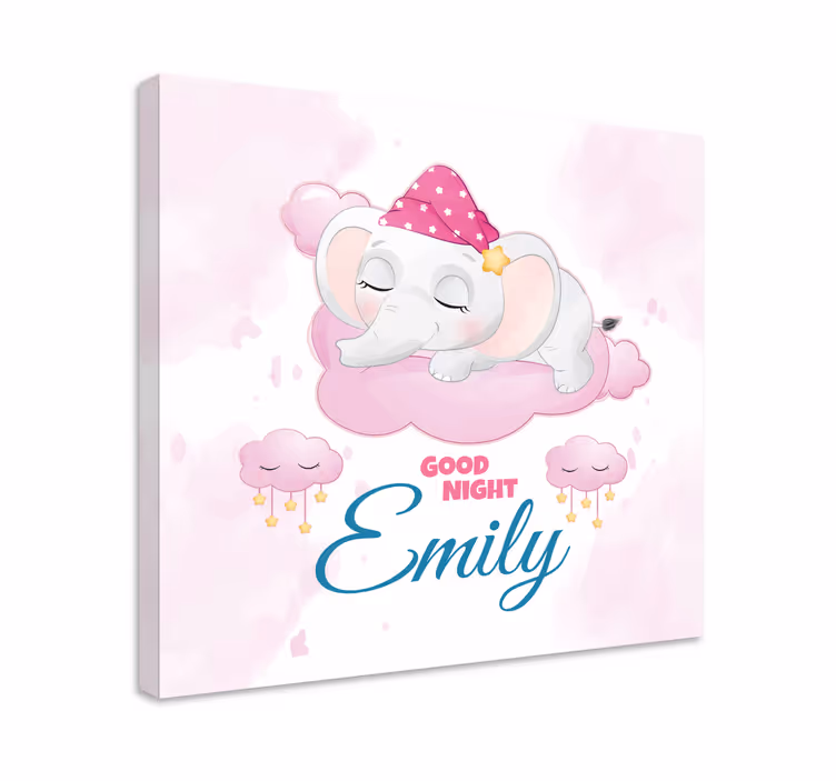 Pintura habitación bebé Lindo elefante para niña con nombre - TenVinilo