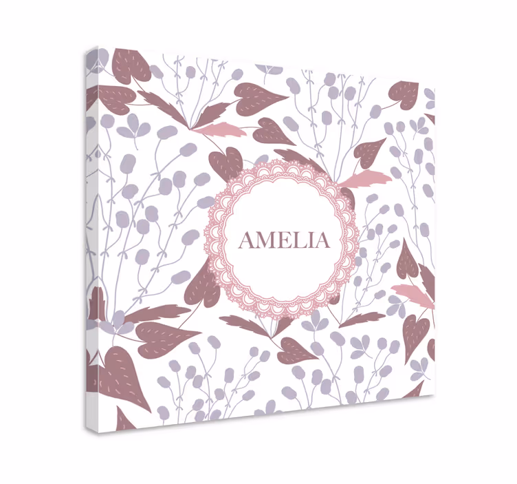 Cuadro de flores diseño de nombre floral - TenVinilo
