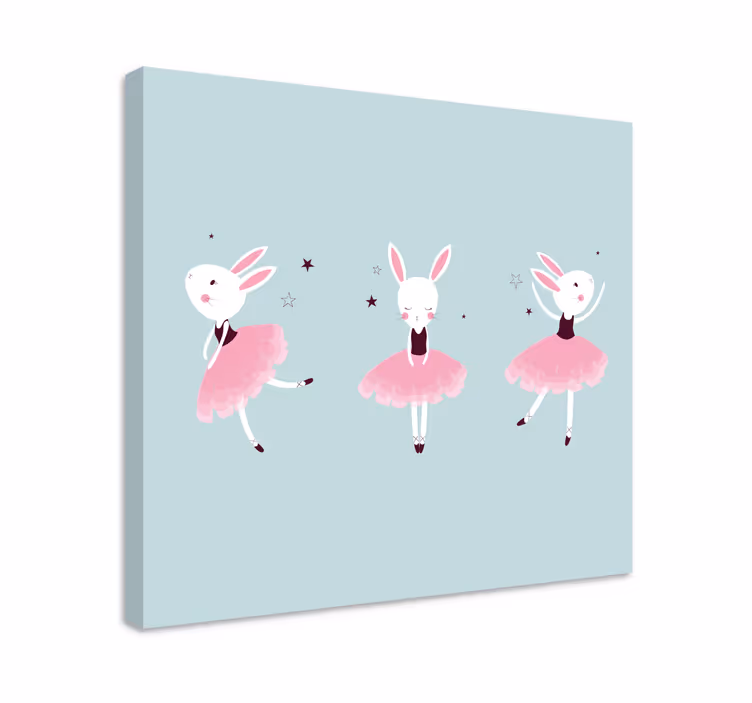 Cuadro infantil Bailarina de conejo en rosas - TenVinilo