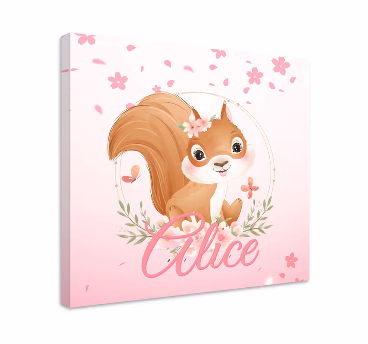 Cuadro personalizable Linda ardilla para niña con nombre - TenVinilo