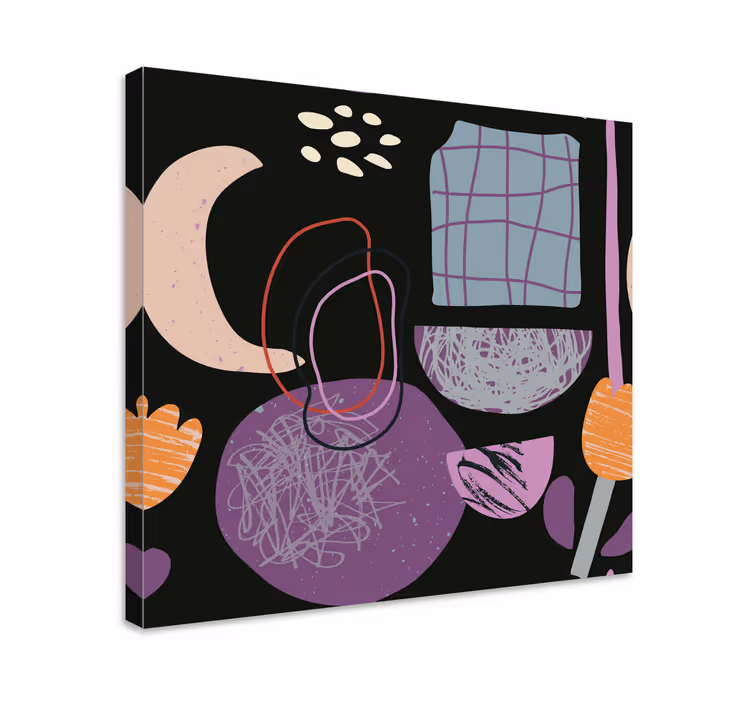 Cuadro en arte Abstracción de collage violeta - TenVinilo
