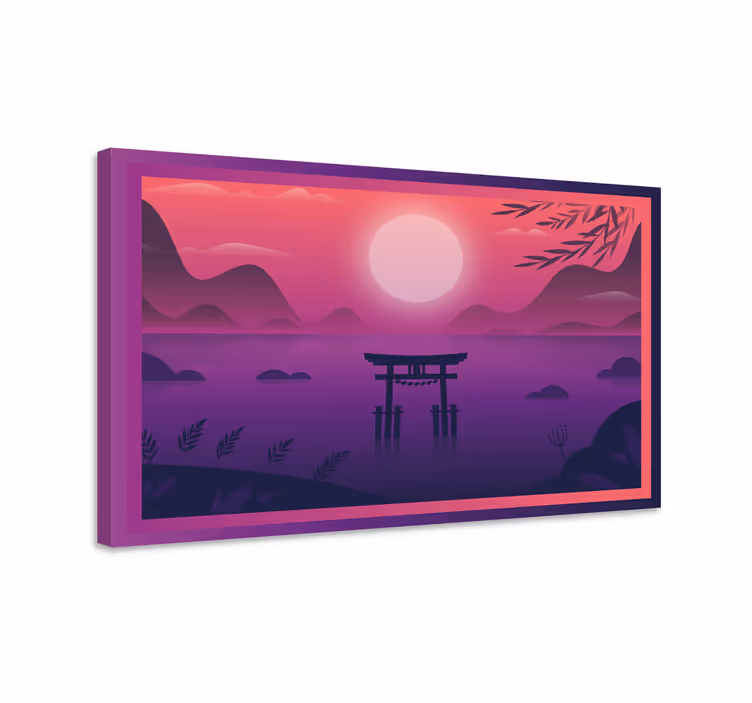 Cuadro vintage Mundo flotante con fondo morado - TenVinilo