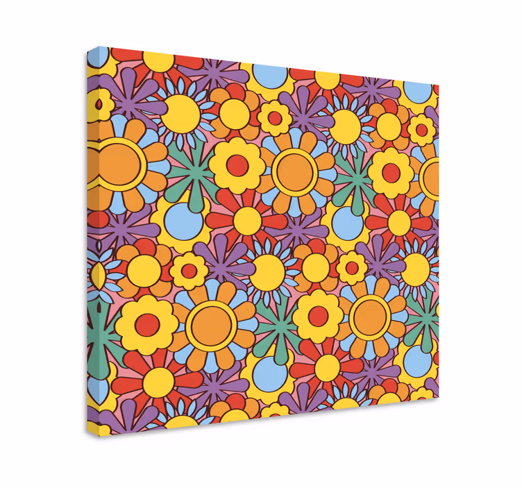 Cuadro de flores patrón de flores vibrantes - TenVinilo