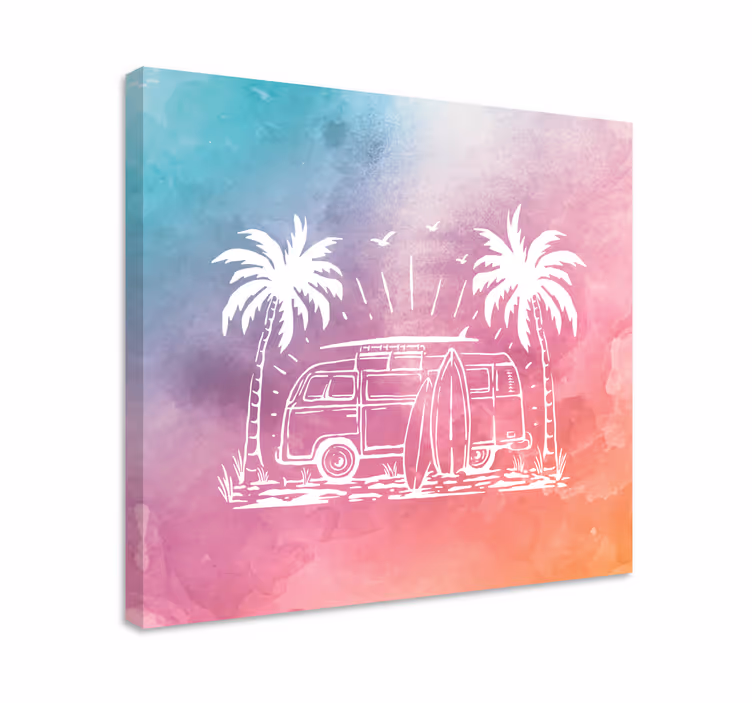 Cuadro ciudades furgoneta surf retro - TenVinilo