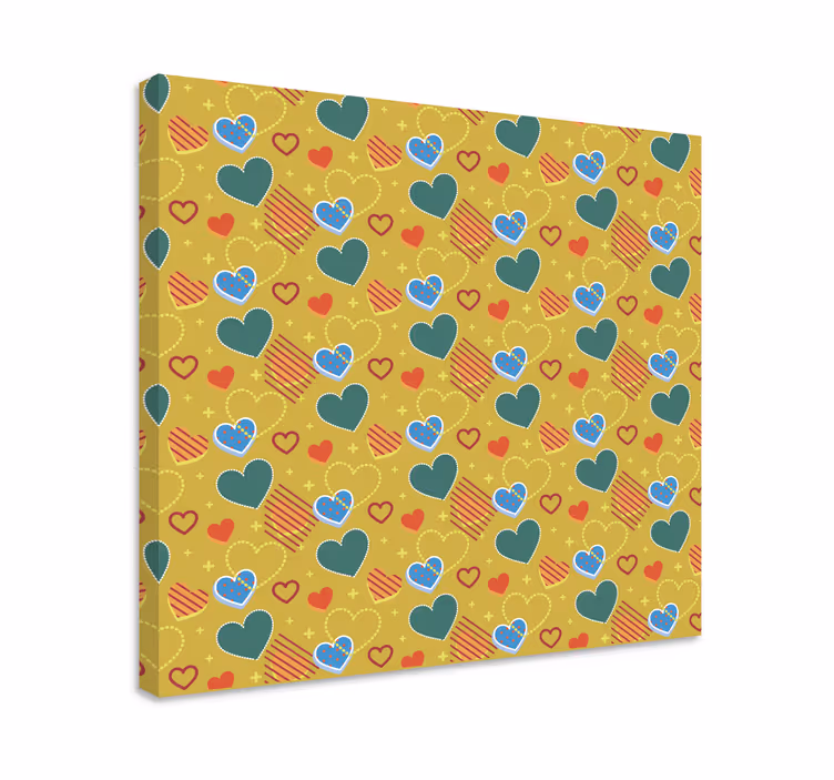 Cuadro abecedario patrón de corazones coloridos - TenVinilo