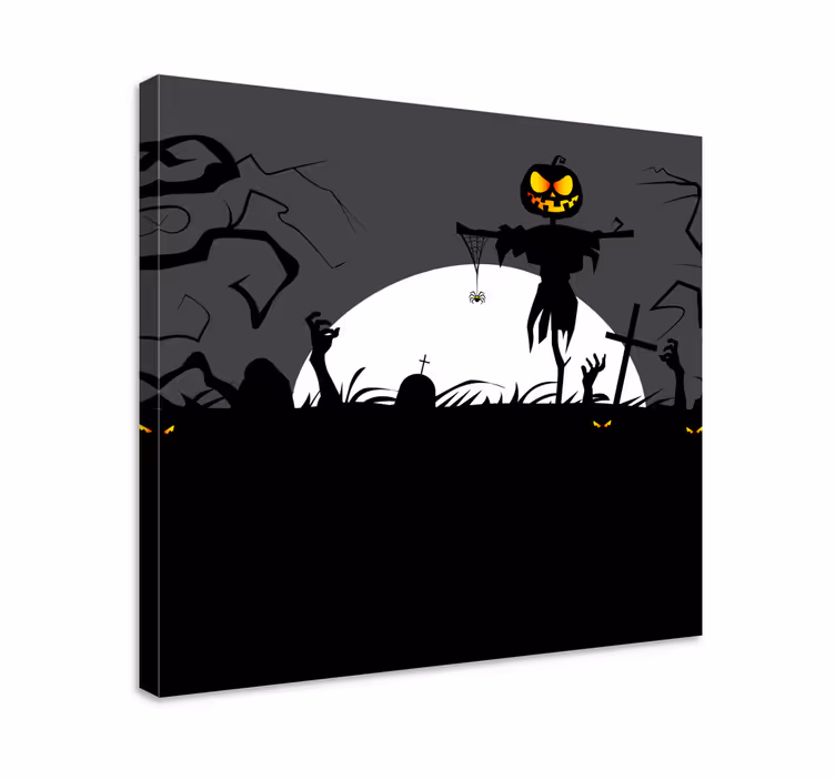 Cuadro retro vintage escena de calabazas encantadas - TenVinilo