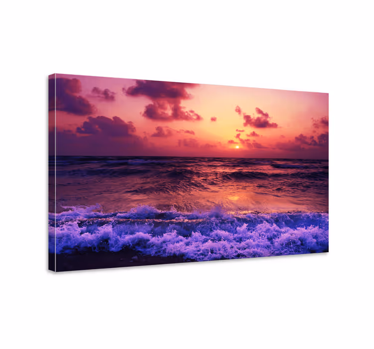 Cuadro paisajes olas vibrantes al atardecer - TenVinilo