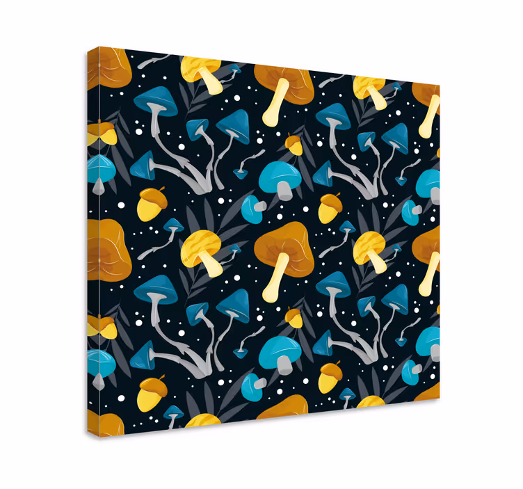 Cuadro de flores patrón bosque de hongos - TenVinilo
