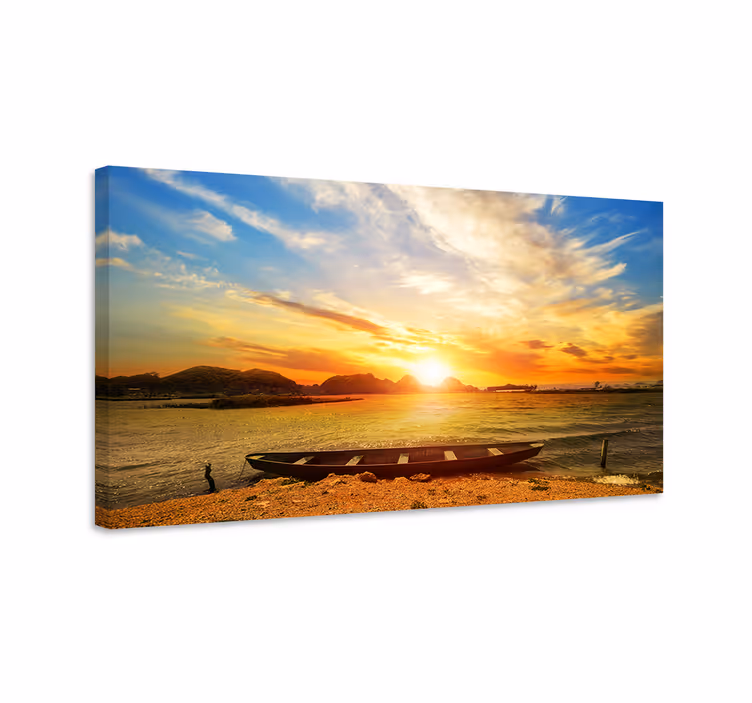 Cuadro paisajes puesta de sol sobre el agua - TenVinilo