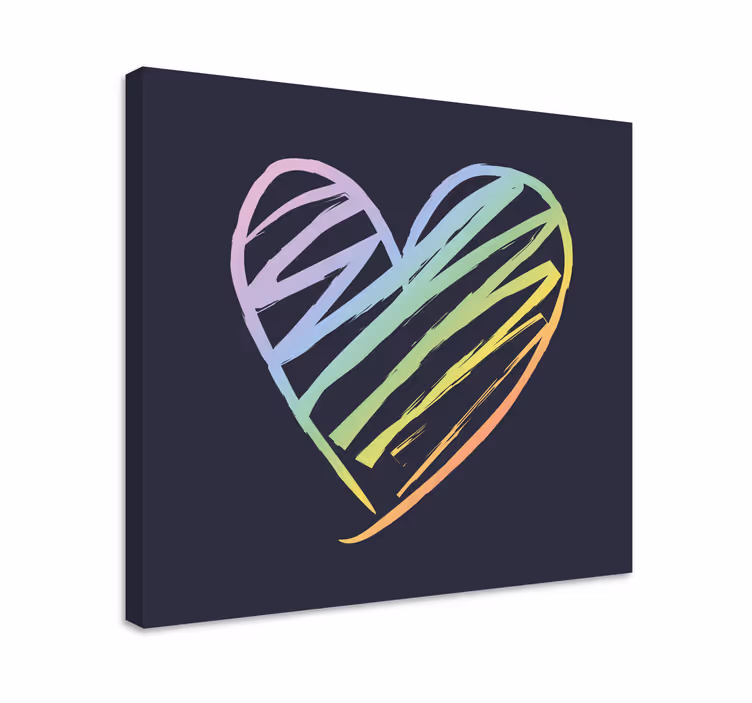 Cuadro para dormitorio Líneas de corazón holográficas de arco iri - TenVinilo
