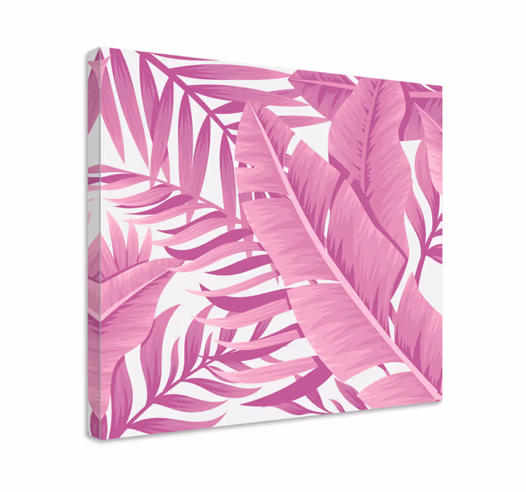 Cuadro de flores hojas tropicales rosas - TenVinilo