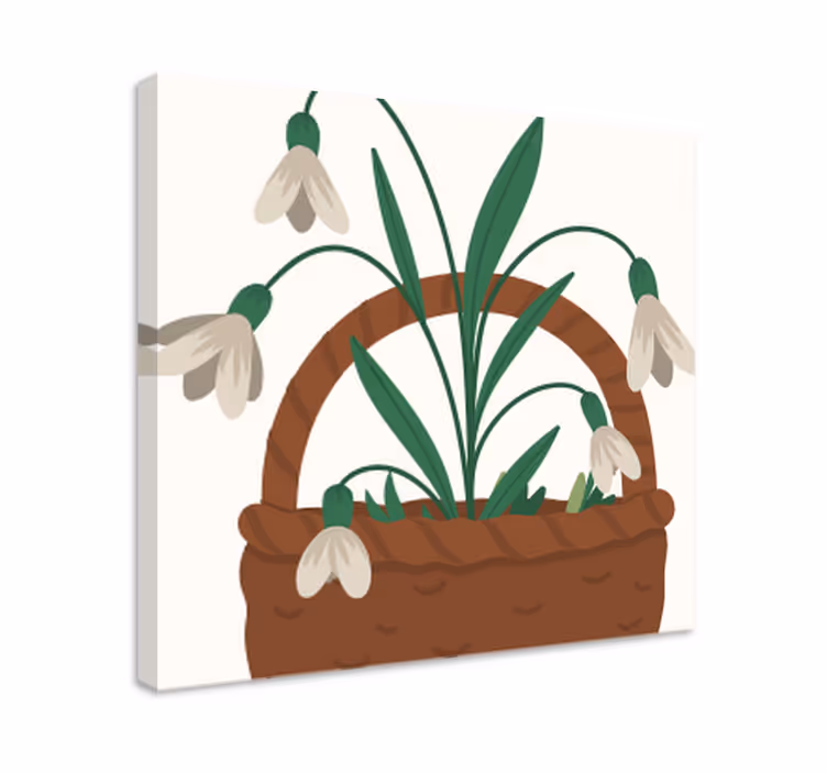 Cuadro de flores Hermoso diseño de canasta de campanillas - TenVinilo