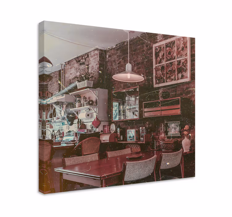 Cuadro ciudades escena de café vintage - TenVinilo