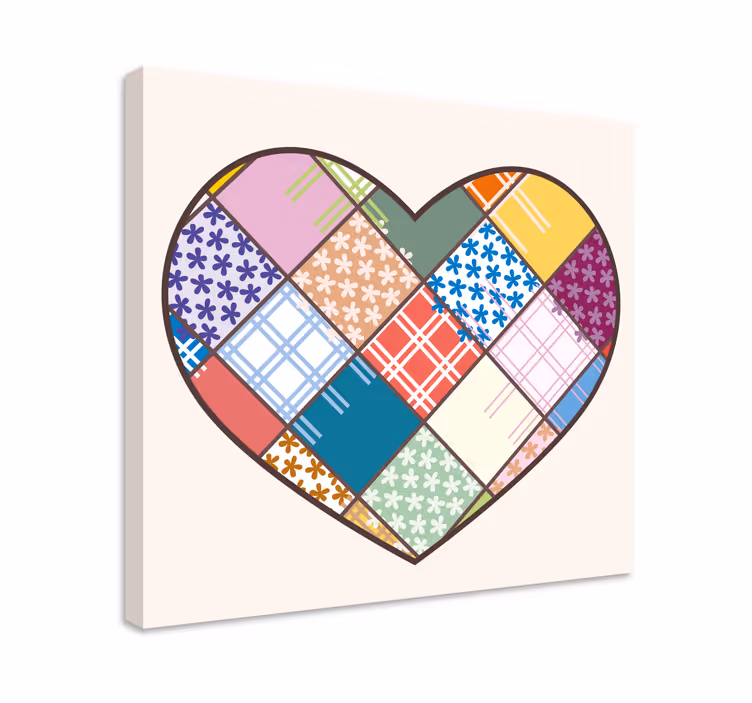 Cuadro frase motivadora diseño de corazón patchwork - TenVinilo