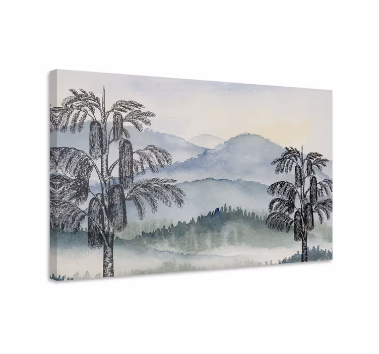Cuadro de árboles paisaje montañoso - TenVinilo