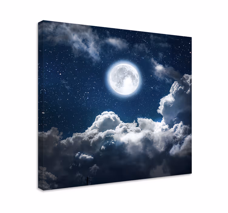 Cuadro paisajes Hermosa noche luna y nubes - TenVinilo