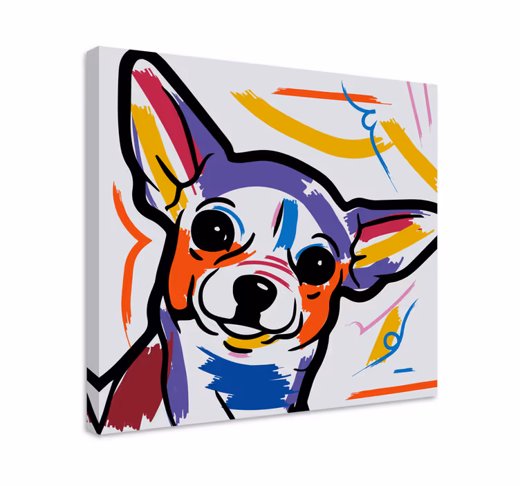 Cuadro moderno Colorido, artístico, chihuahua, perro - TenVinilo