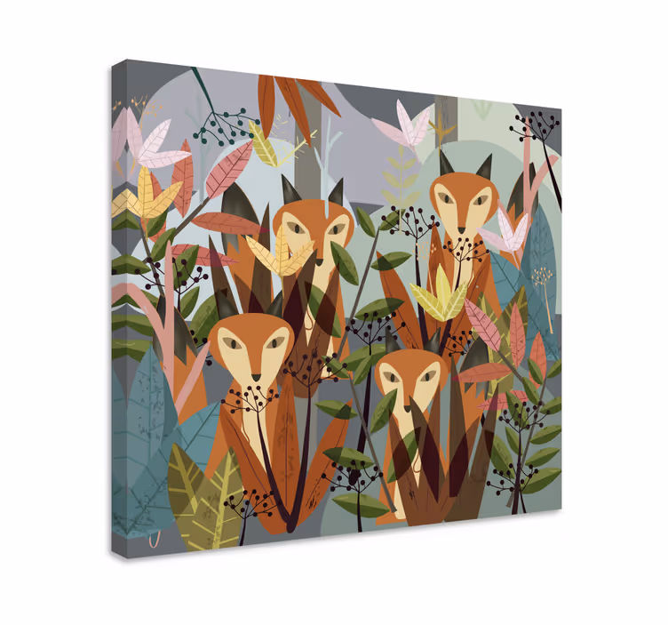 Cuadro animales zorros en el bosque - TenVinilo