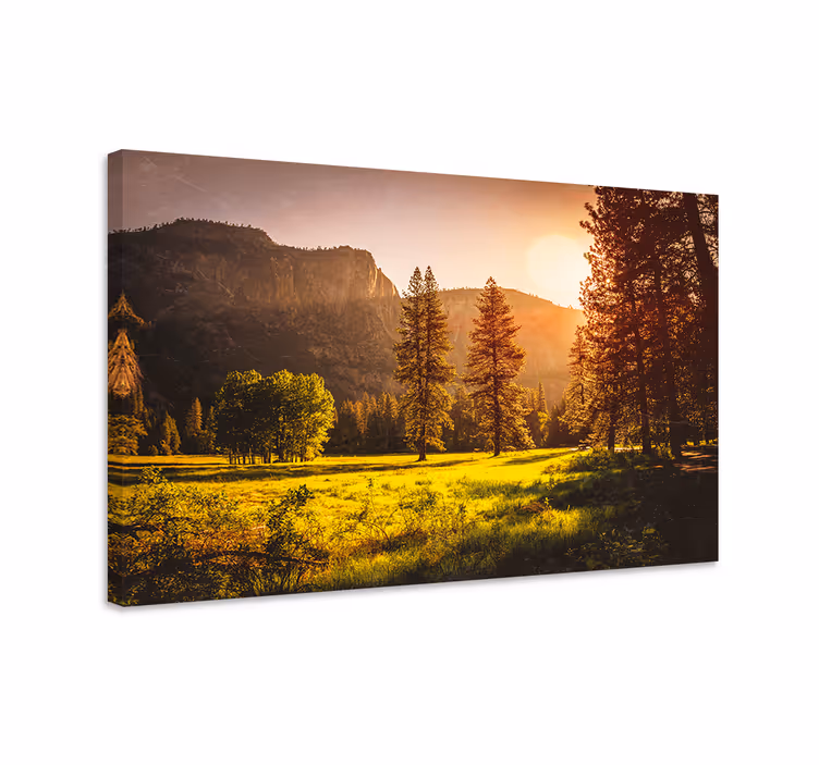 Cuadro paisajes puesta de sol sobre las montañas - TenVinilo
