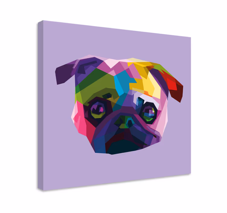 Cuadro de perro cara de pug colorida - TenVinilo