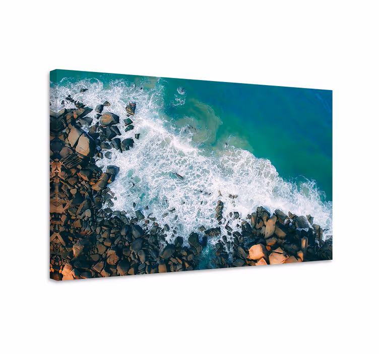 Cuadro de marineros olas del océano y rocas - TenVinilo