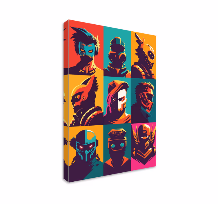 Cuadro decorativo videojuego personajes épicos del arte pop - TenVinilo