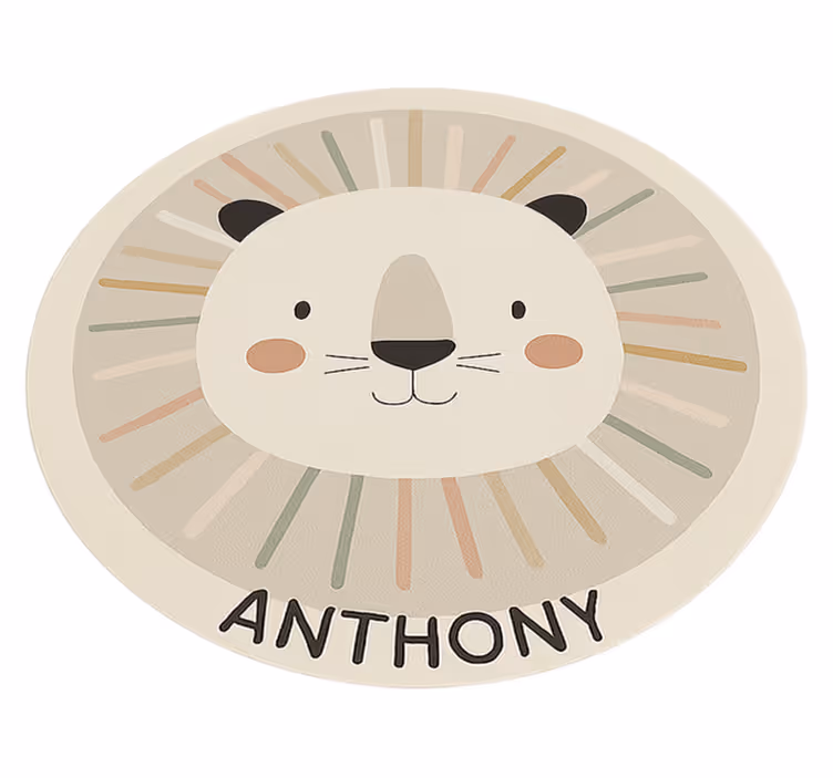 Alfombra vinílica infantil león beige personalizado - TenVinilo